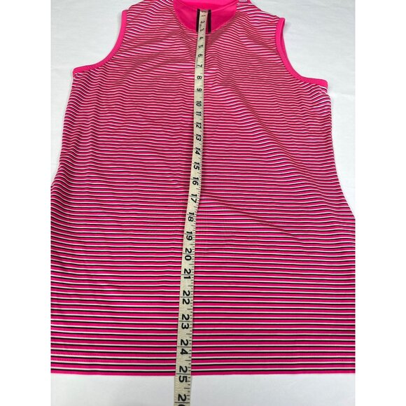 Adidas Womens Small Pink Sleeveless V Neck Stripe Golf Top Eagle Mountain New - Picture 9 of 9